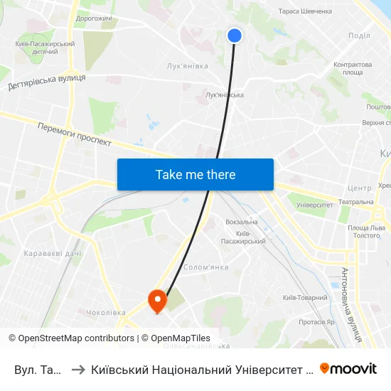 Вул. Татарська to Київський Національний Університет Будівництва І Архітектури map