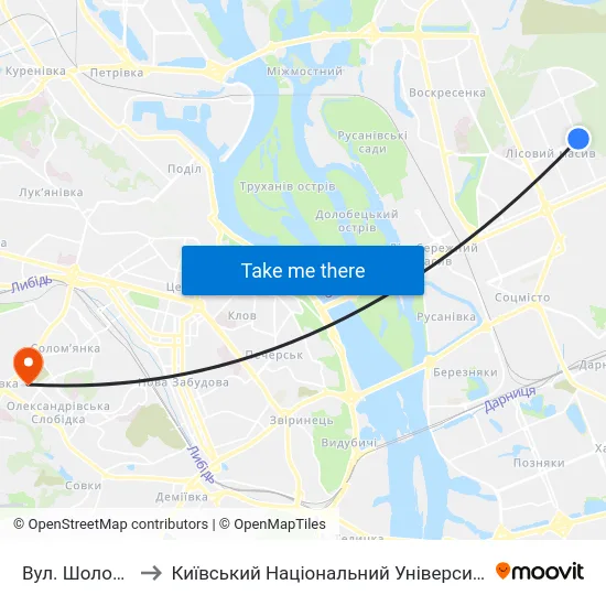 Вул. Шолом-Алейхема to Київський Національний Університет Будівництва І Архітектури map