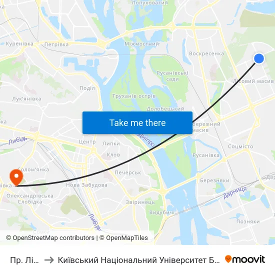 Пр. Лісовий to Київський Національний Університет Будівництва І Архітектури map