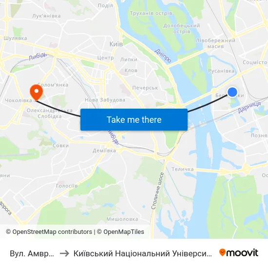 Вул. Амвросія Бучми to Київський Національний Університет Будівництва І Архітектури map