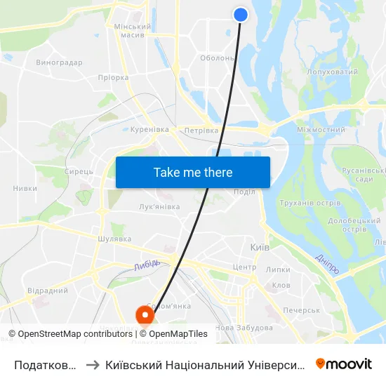 Податкова Інспекція to Київський Національний Університет Будівництва І Архітектури map