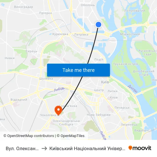 Вул. Олександра Архипенка to Київський Національний Університет Будівництва І Архітектури map