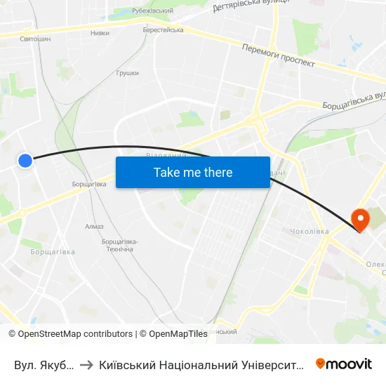 Вул. Якуба Коласа to Київський Національний Університет Будівництва І Архітектури map