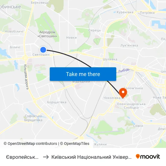 Європейський Університет to Київський Національний Університет Будівництва І Архітектури map