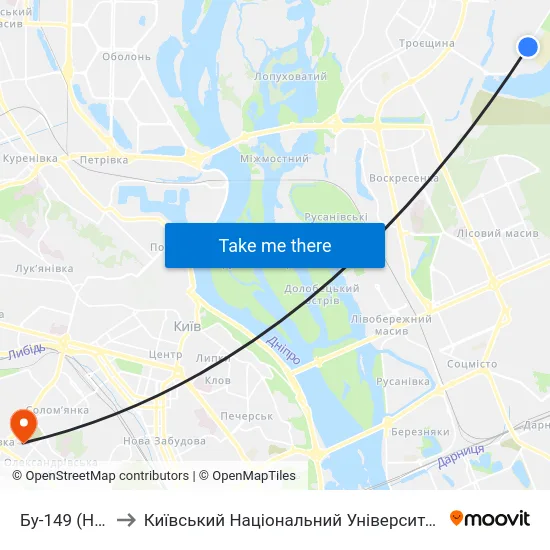 Бу-149 (На Вимогу) to Київський Національний Університет Будівництва І Архітектури map