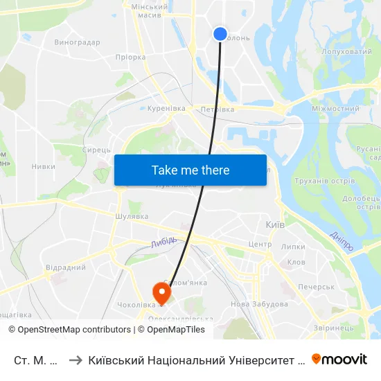 Ст. М. Мінська to Київський Національний Університет Будівництва І Архітектури map