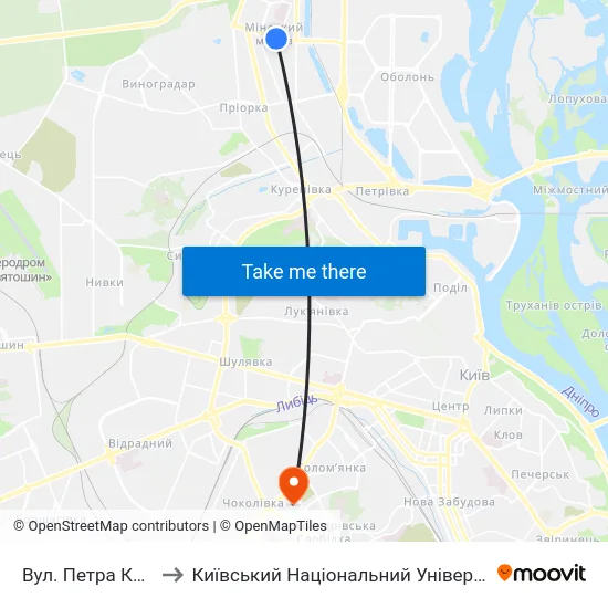 Вул. Петра Калнишевського to Київський Національний Університет Будівництва І Архітектури map