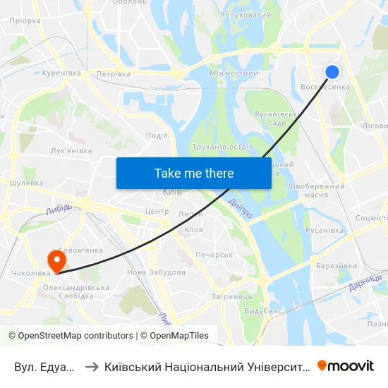 Вул. Едуарда Вільде to Київський Національний Університет Будівництва І Архітектури map