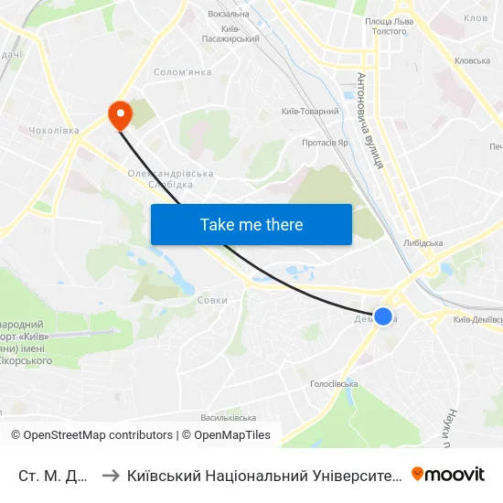 Ст. М. Деміївська to Київський Національний Університет Будівництва І Архітектури map