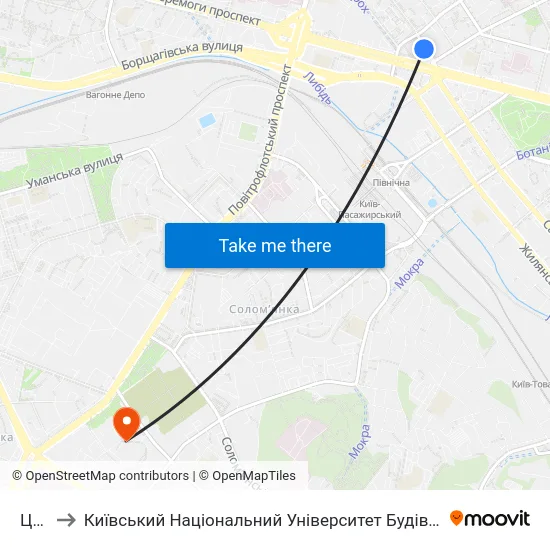 Цирк to Київський Національний Університет Будівництва І Архітектури map