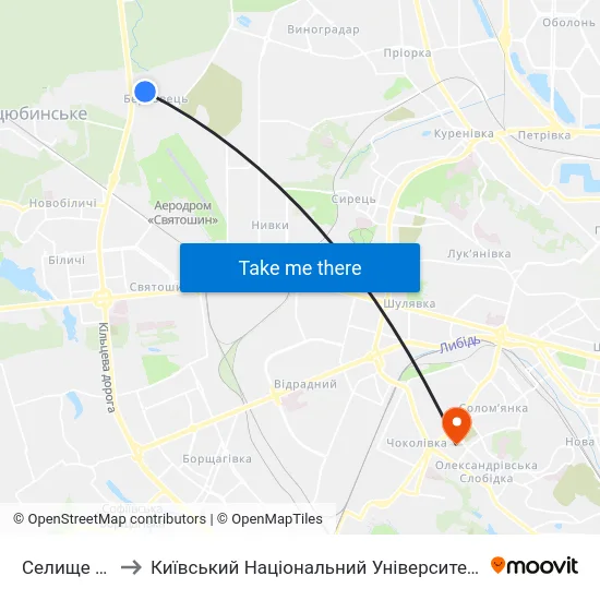 Селище Берковці to Київський Національний Університет Будівництва І Архітектури map