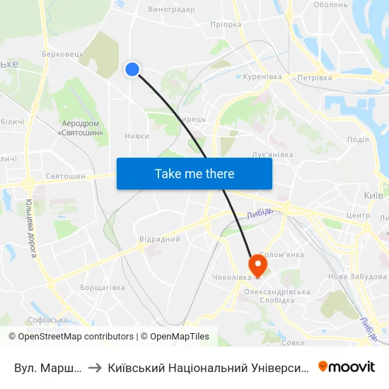 Вул. Маршала Гречка to Київський Національний Університет Будівництва І Архітектури map