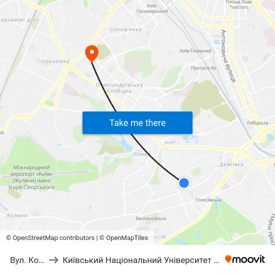 Вул. Козацька to Київський Національний Університет Будівництва І Архітектури map