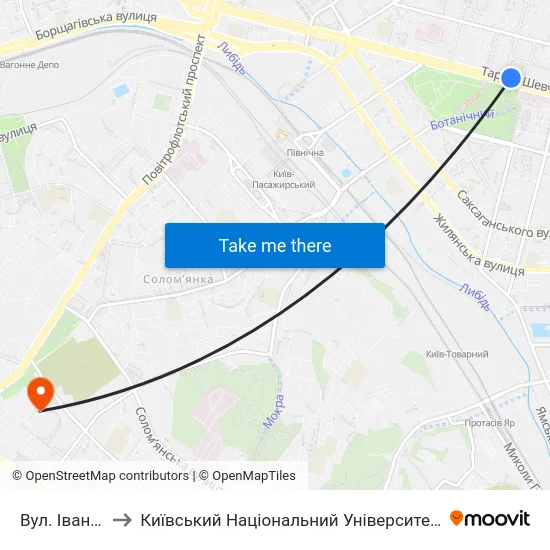 Вул. Івана Франка to Київський Національний Університет Будівництва І Архітектури map