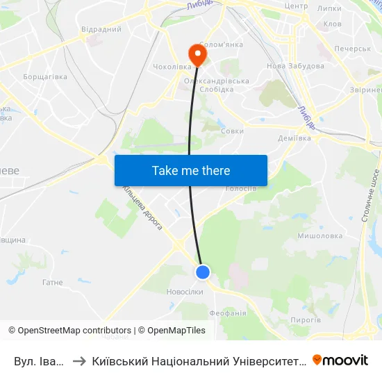 Вул. Івана Сірка to Київський Національний Університет Будівництва І Архітектури map