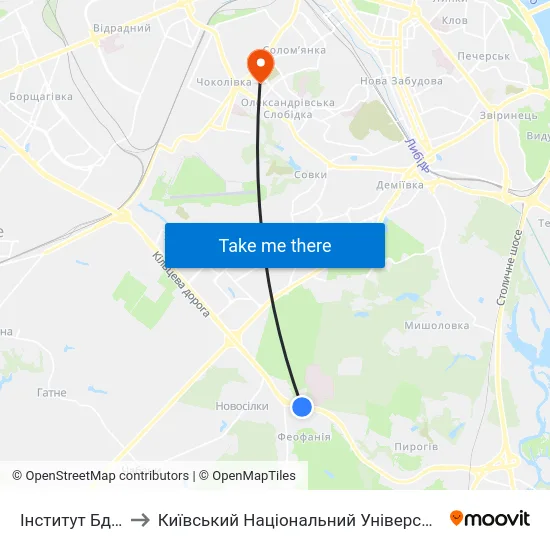 Інститут Бджільництва to Київський Національний Університет Будівництва І Архітектури map