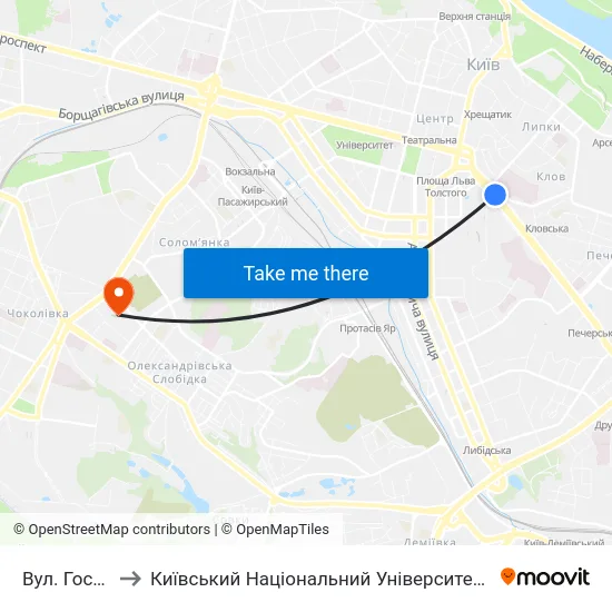 Вул. Госпітальна to Київський Національний Університет Будівництва І Архітектури map