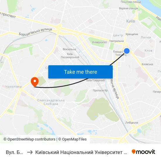 Вул. Басейна to Київський Національний Університет Будівництва І Архітектури map