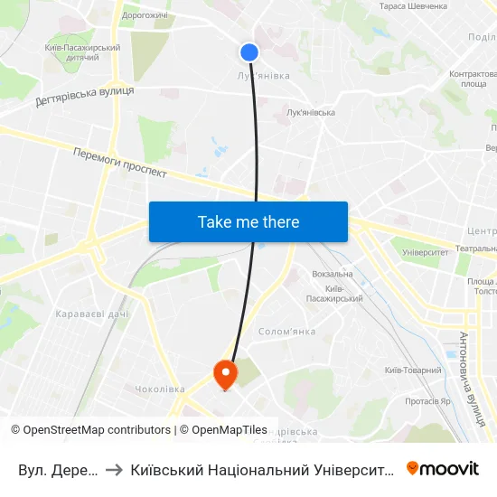 Вул. Деревлянська to Київський Національний Університет Будівництва І Архітектури map