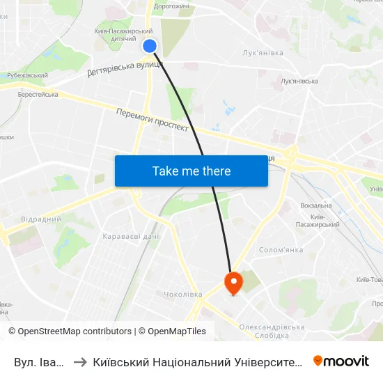 Вул. Івана Гонти to Київський Національний Університет Будівництва І Архітектури map
