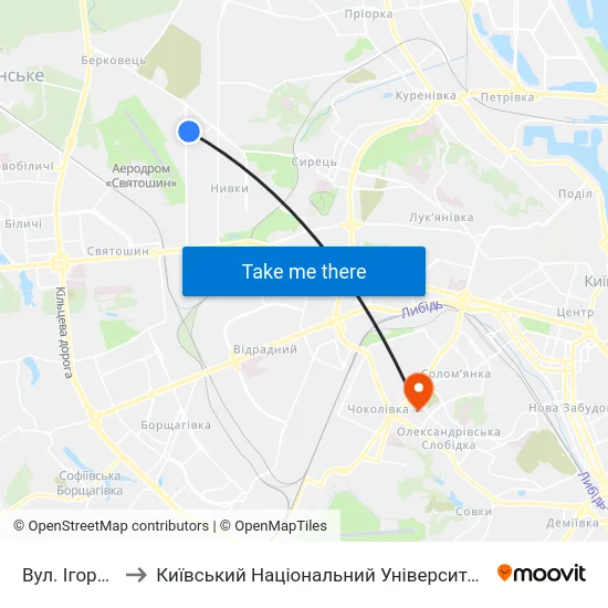 Вул. Ігоря Турчина to Київський Національний Університет Будівництва І Архітектури map