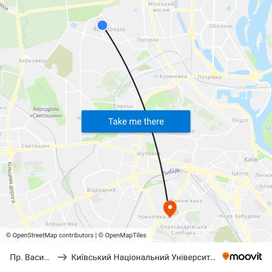 Пр. Василя Порика to Київський Національний Університет Будівництва І Архітектури map