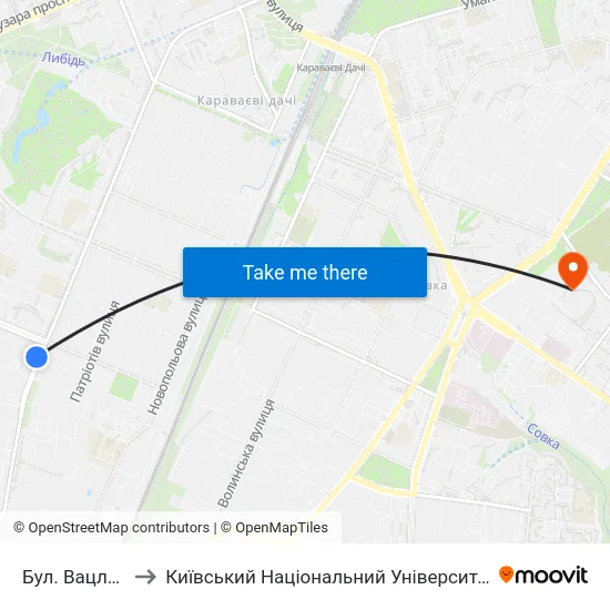 Бул. Вацлава Гавела to Київський Національний Університет Будівництва І Архітектури map