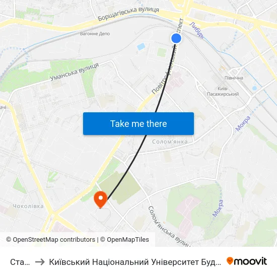 Стадіон to Київський Національний Університет Будівництва І Архітектури map