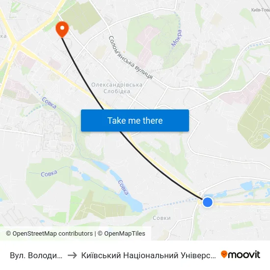 Вул. Володимира Брожка to Київський Національний Університет Будівництва І Архітектури map