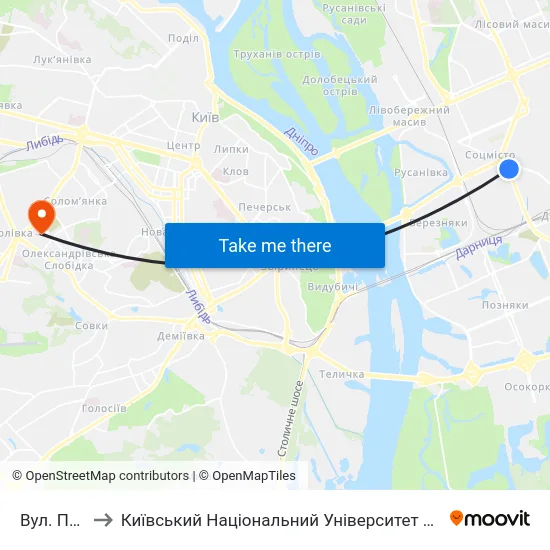 Вул. Празька to Київський Національний Університет Будівництва І Архітектури map