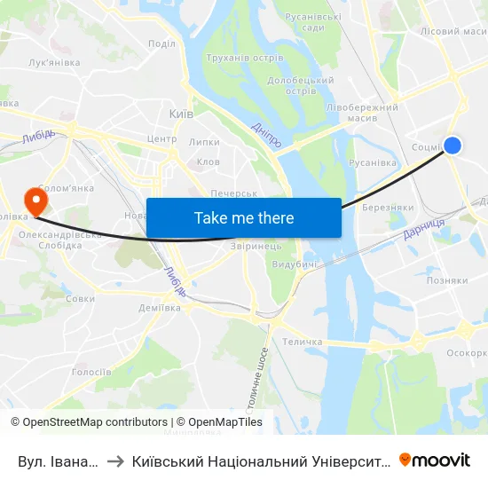 Вул. Івана Сергієнка to Київський Національний Університет Будівництва І Архітектури map