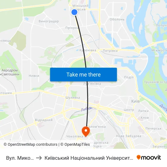 Вул. Миколи Гулака to Київський Національний Університет Будівництва І Архітектури map