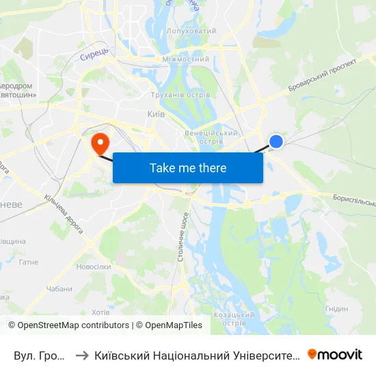 Вул. Гродненська to Київський Національний Університет Будівництва І Архітектури map