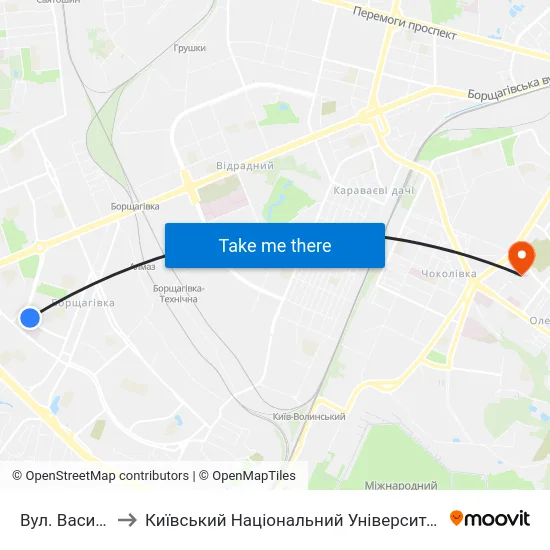 Вул. Василя Кучера to Київський Національний Університет Будівництва І Архітектури map