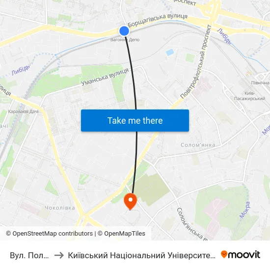 Вул. Політехнічна to Київський Національний Університет Будівництва І Архітектури map