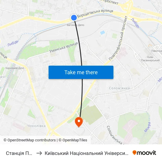 Станція Політехнічна to Київський Національний Університет Будівництва І Архітектури map