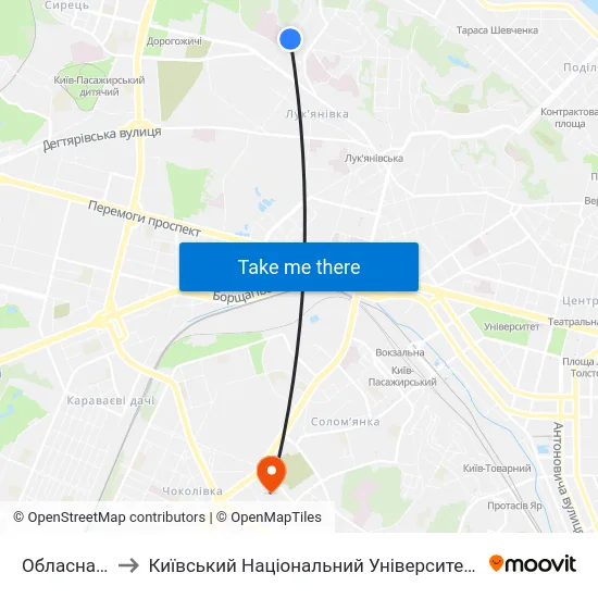 Обласна Лікарня to Київський Національний Університет Будівництва І Архітектури map