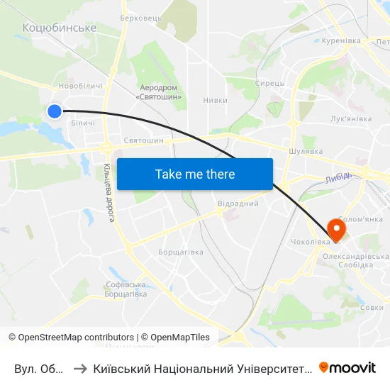 Вул. Обухівська to Київський Національний Університет Будівництва І Архітектури map