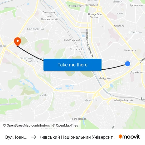 Вул. Іоанна Павла Іі to Київський Національний Університет Будівництва І Архітектури map