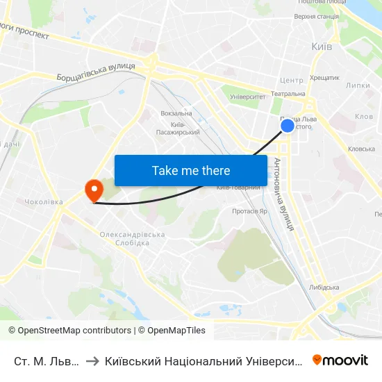 Ст. М. Льва Толстого to Київський Національний Університет Будівництва І Архітектури map