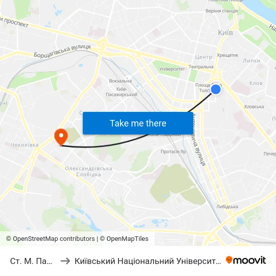 Ст. М. Палац Спорту to Київський Національний Університет Будівництва І Архітектури map