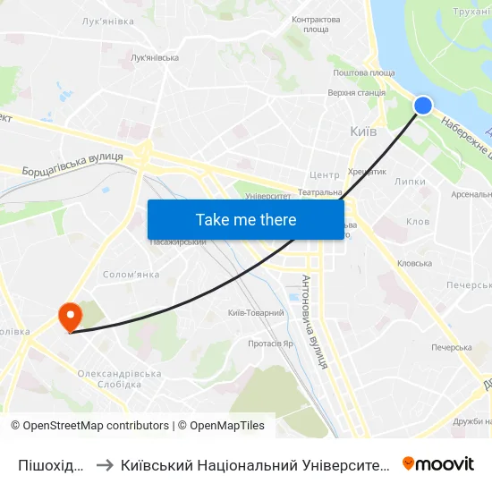 Пішохідний Міст to Київський Національний Університет Будівництва І Архітектури map