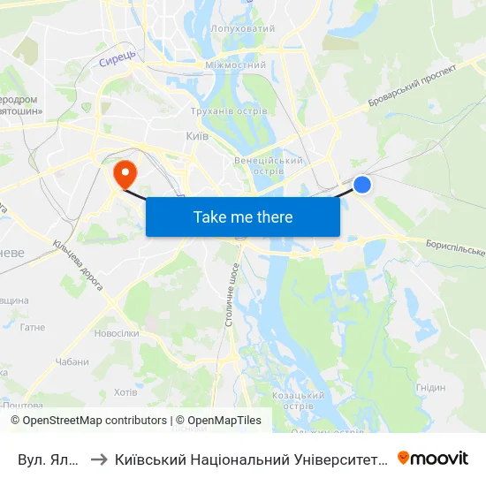 Вул. Ялтинська to Київський Національний Університет Будівництва І Архітектури map