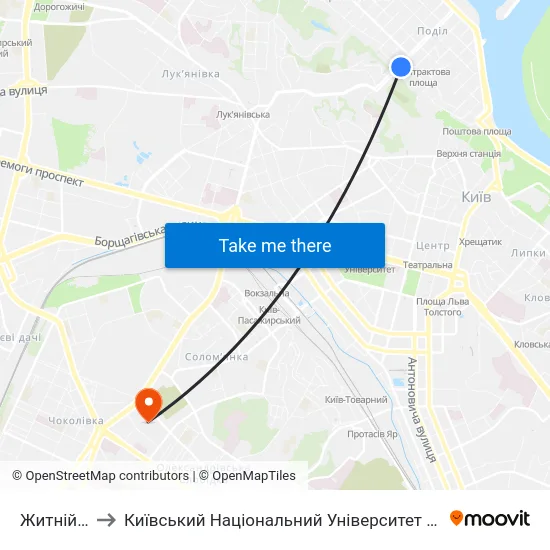 Житній Ринок to Київський Національний Університет Будівництва І Архітектури map