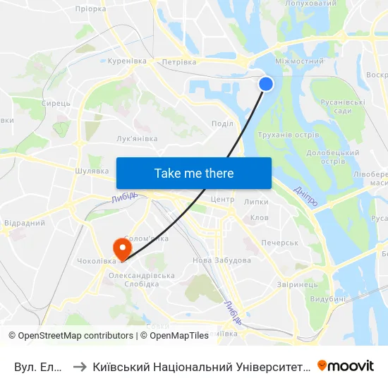 Вул. Електриків to Київський Національний Університет Будівництва І Архітектури map