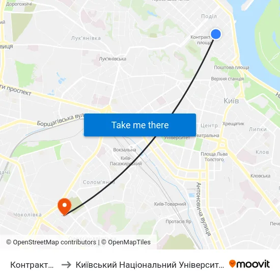 Контрактова Площа to Київський Національний Університет Будівництва І Архітектури map