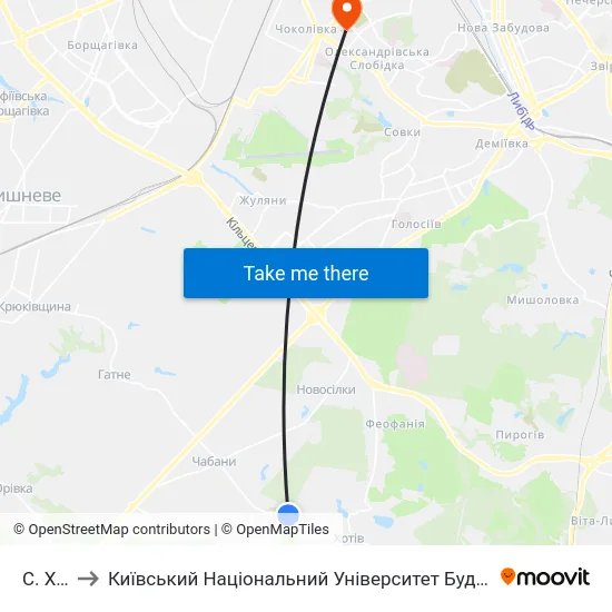 С. Хотів to Київський Національний Університет Будівництва І Архітектури map