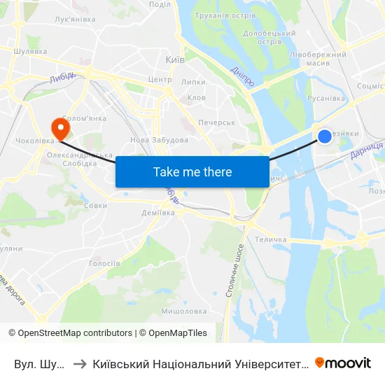 Вул. Шумського to Київський Національний Університет Будівництва І Архітектури map