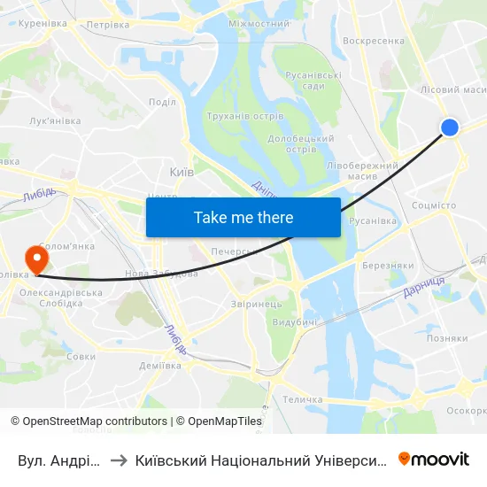 Вул. Андрія Малишка to Київський Національний Університет Будівництва І Архітектури map