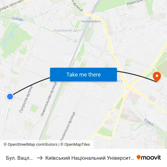 Бул. Вацлава Гавела to Київський Національний Університет Будівництва І Архітектури map